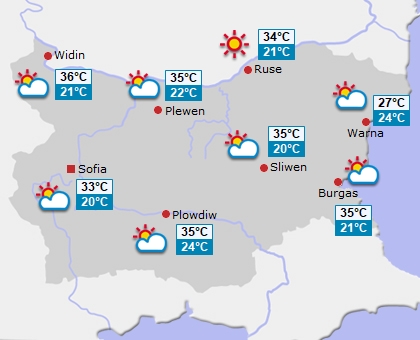 Wettervorhersage für Bulgarien am Donnerstag Wettervorhersage für Bulgarien am Donnerstag