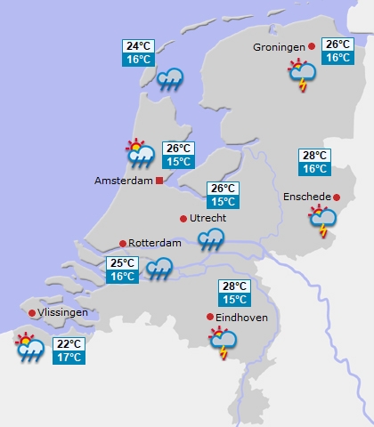 Wettervorhersage für Niederlande am Sonntag Wettervorhersage für Niederlande am Sonntag