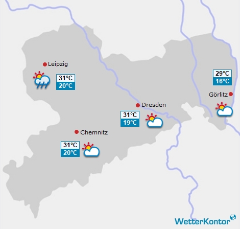 Vorhersage für Sachsen Tag 0 Vorhersage für Sachsen Tag 0