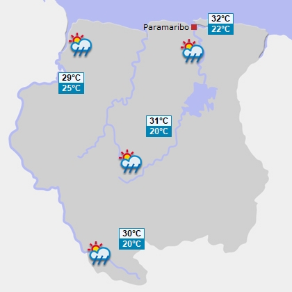 Wettervorhersage für Surinam am Freitag Wettervorhersage für Surinam am Freitag