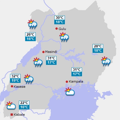 Wettervorhersage für Uganda am Sonntag Wettervorhersage für Uganda am Sonntag